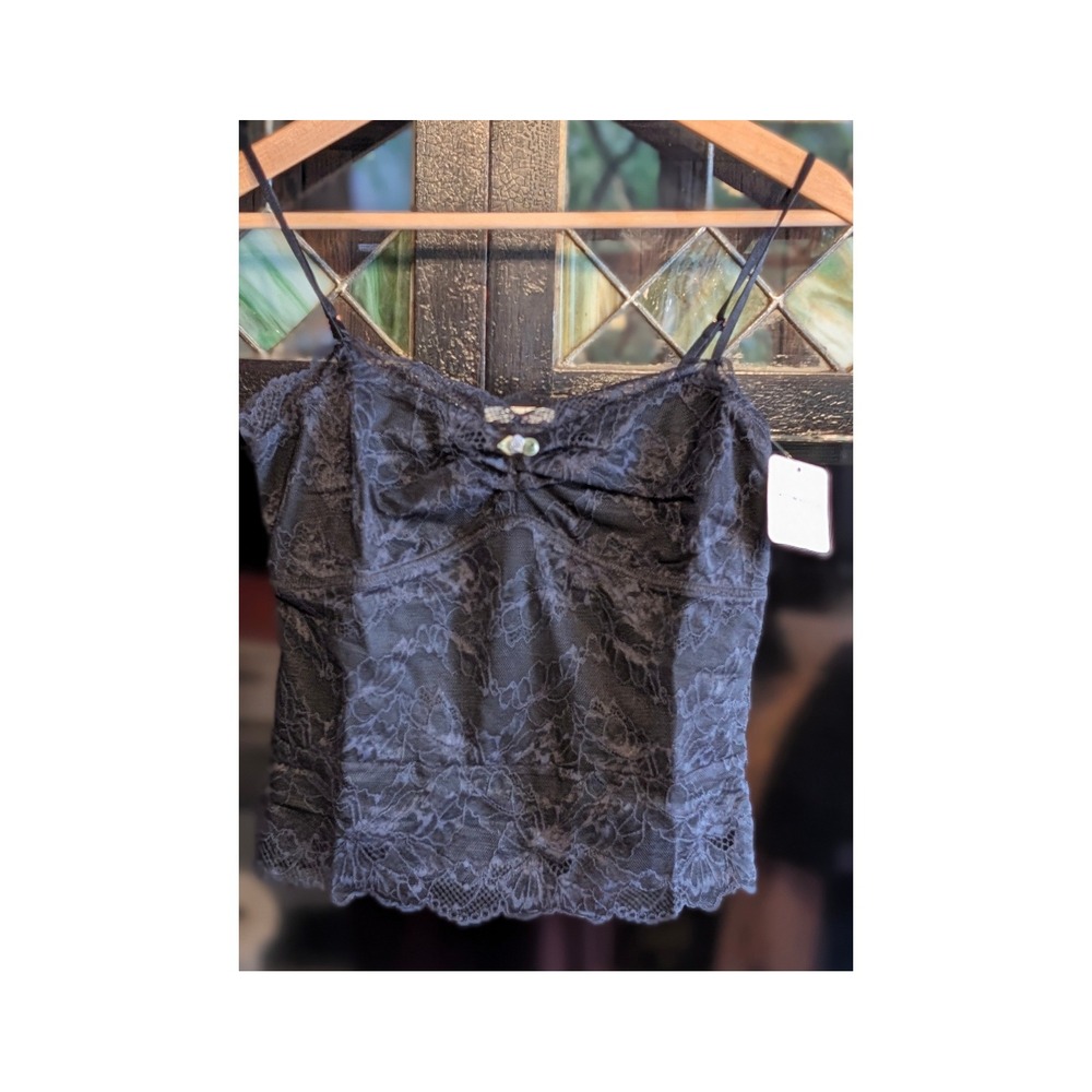 NWT Free People Intimately Black Floral Lace Cami Corset Y2K Boho Coquette XS